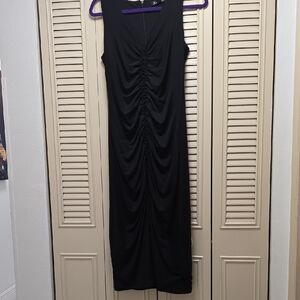 INC International Concepts Black Ruched Midi Dress